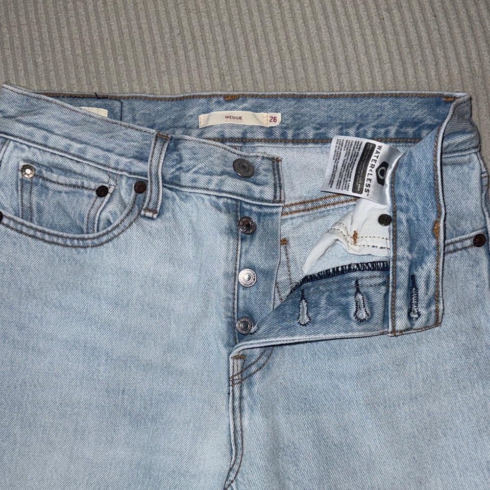 Levi Light Blue Frayed Hem Jeans - Picture 4 of 5